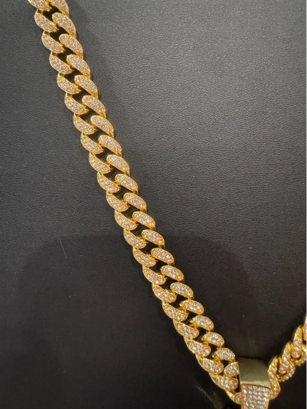 Iced out Cuban chain with lion head pendant 24” chain